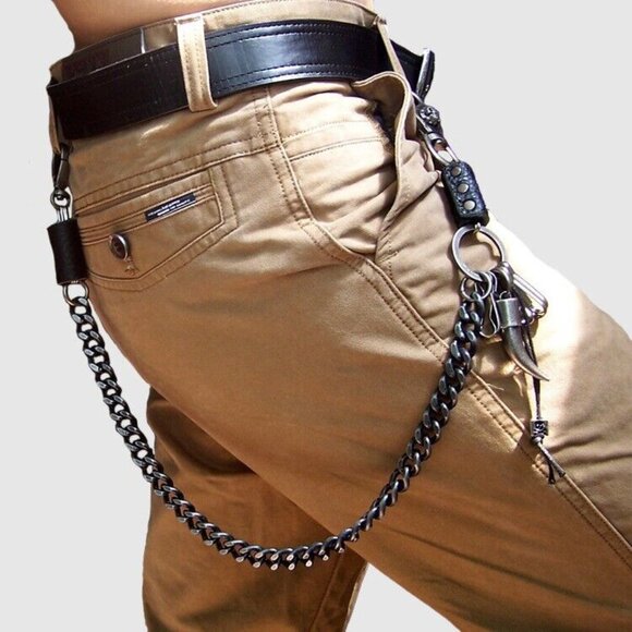 22" Men's Strong Leash Heavy Metal Wallet Chains Biker Trucker Jean Key … - Picture 1 of 4
